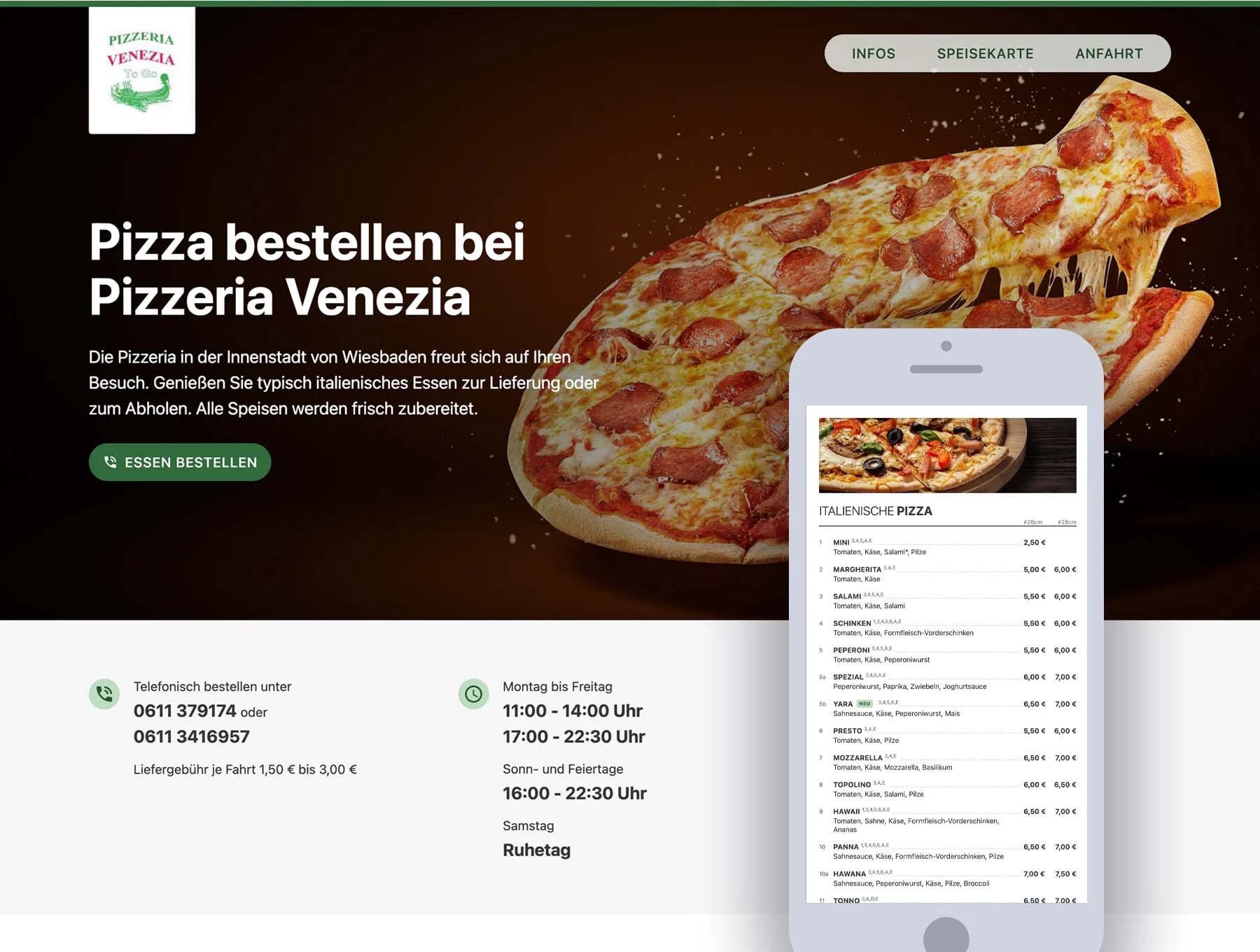 Webdesign für Pizzeria Venezia